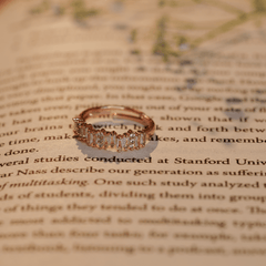 Fancy Rose Gold Plated Emerald Cut Morganite Eternity Wedding Ring - Rukhmani