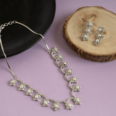Set of white pearl unique pendant and earring - Rukhmani