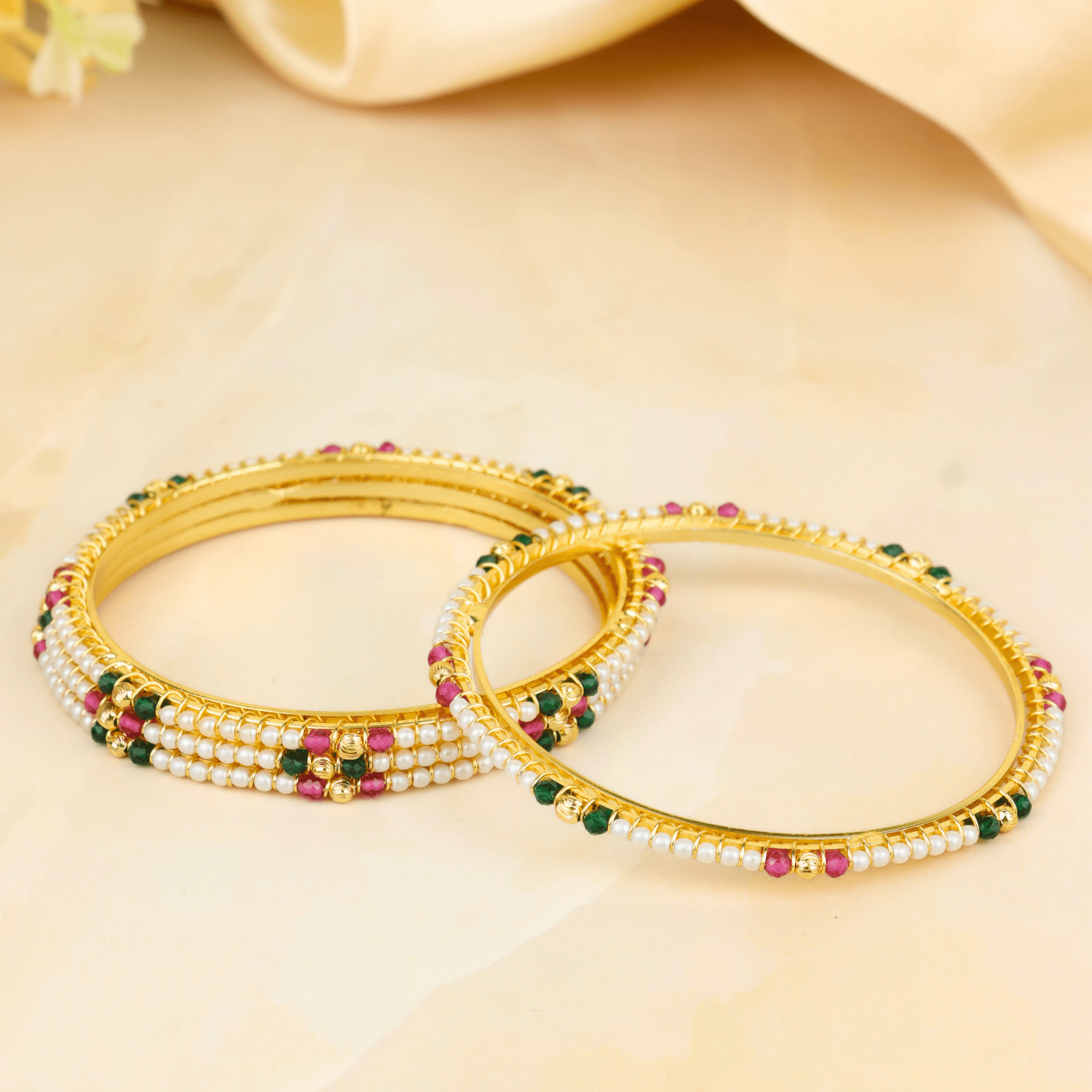 Designer Heera Moti Maharashtrian Gold Plated Bangles - Rukhmani