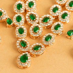 American Green Diamond Fancy Designer Beautiful Necklace Set with Earrings and Bindi