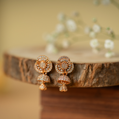 Unique Design Gold Finish Jhumka Set Earrings