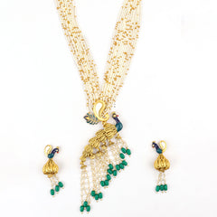 Graceful Peacock Necklace With Earrings