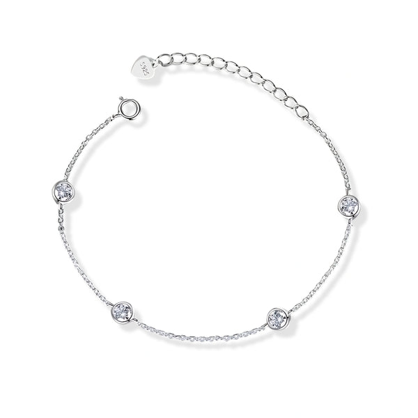 925 Sterling Silver Cross Design Zircon Bracelet (SB035)
