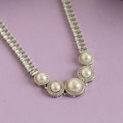 Hollywood Pearl Statement Diamond Necklace with Earrings