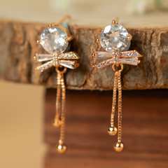 Gold Plated Fancy Glam Diamond Drop Earrings