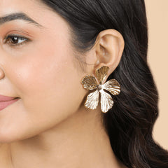 Gold Plated Classic Flower Design Earrings