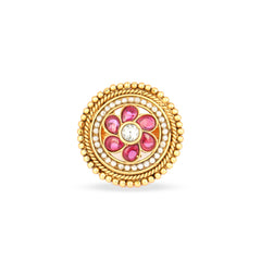 Pink & White Stone Traditional Ring - Rukhmani