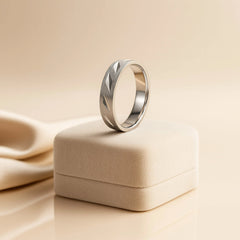 925 Sterling Silver Men’s Ring | Rhodium Plated Geometric Engraved Band