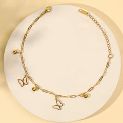 Link Chain With Mop Baterfly with Charms Anklet - Rukhmani