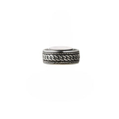 925 Sterling Silver Rhodium Plated Braided Band Ring for Men