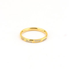 Gold Plated Stackable Band With Diamond Ring
