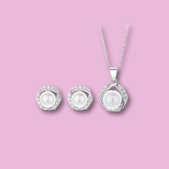 925 Sterling Silver Pearl Elegance Jewellery Set