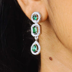 Green America Diamond Victorian Necklace Set With Earrings - Rukhmani