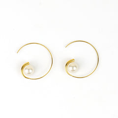 Arc Pearl Hoops Earrings - Rukhmani