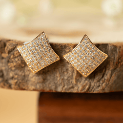 New Design Fashion Gold Color Square Stud Earrings - Rukhmani