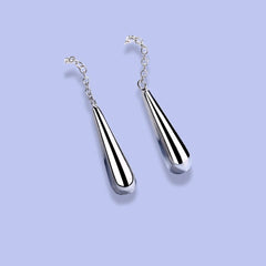 925 Sterling Silver Teardrop Chain Dangle Earrings|Rhodium Plated