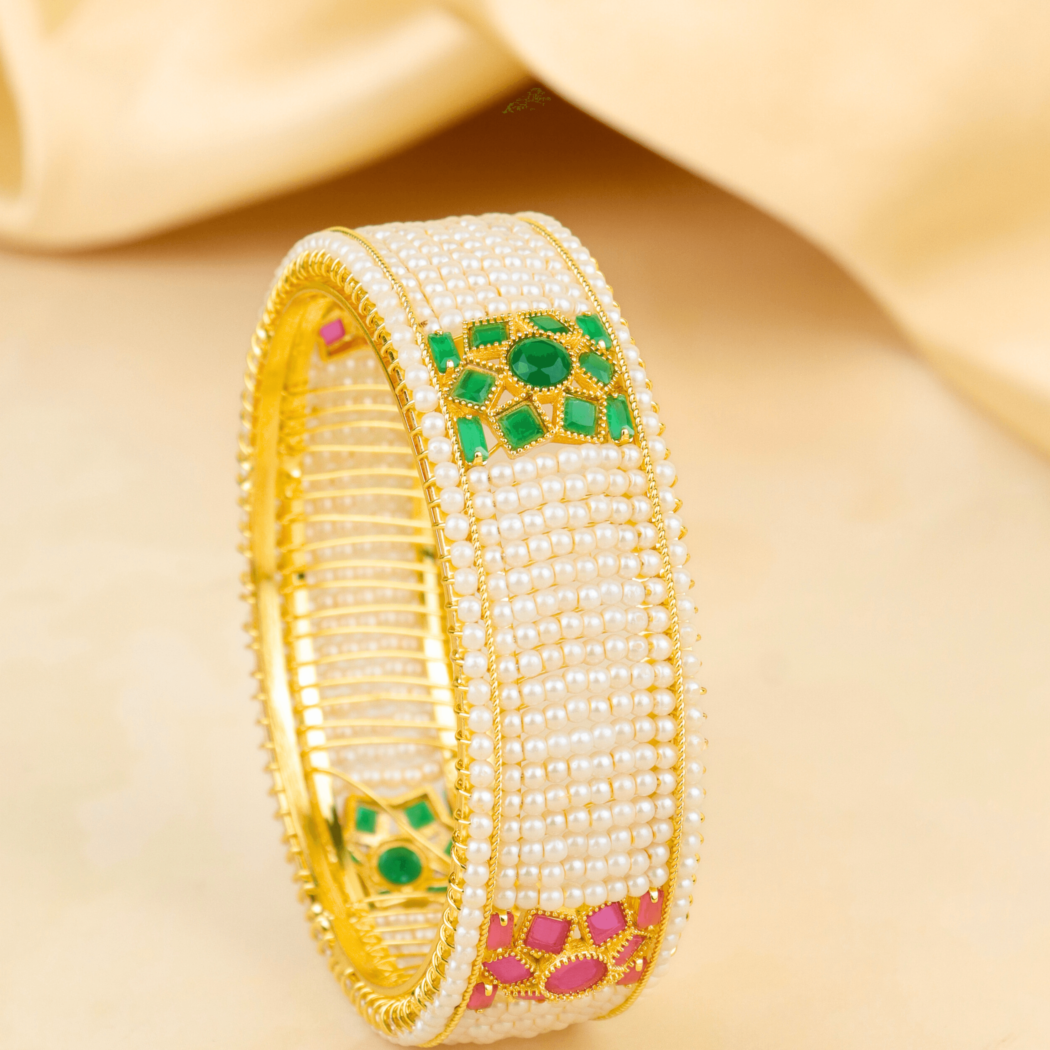 Gold Plated Trending Design Moti Mahal Maharashtrian Bangles - Rukhmani