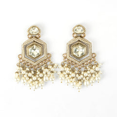 Antique Design Polki With Pearl Diamond Jhumkas - Rukhmani