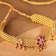 Rukhmani's Handcrafted Gold Plated Maharashtrian Thushi - Rukhmani