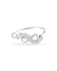 Silver Plated Clear Diamond Kada Bracelet - Rukhmani