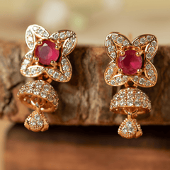 Fancy pink colour kundan jhumaka