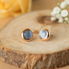 Round blue sea stone stud earring