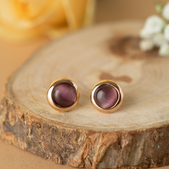 Round brown stone stud earring