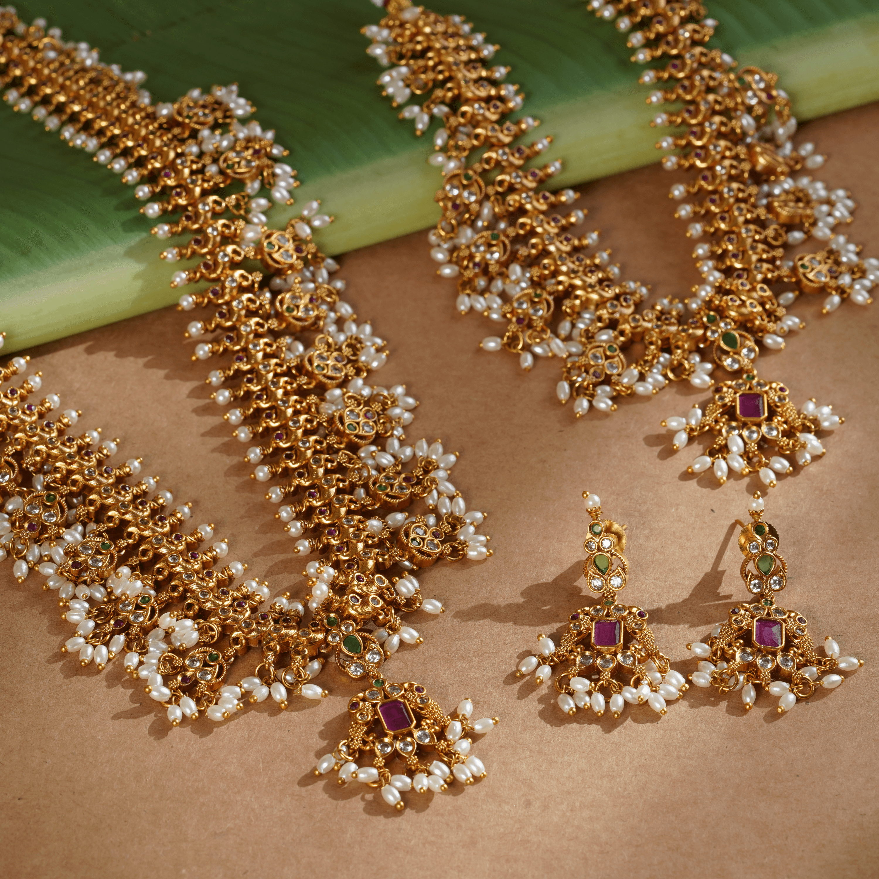 Rukhmani's Sacred Symphony Temple South Indian Necklace Set - Rukhmani