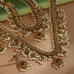 Rukhmani's Eternal Radiance Temple South Indian Necklace Set - Rukhmani