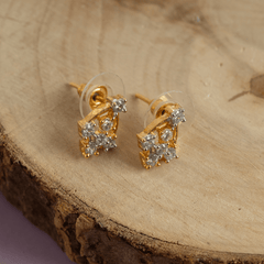 Set of gold plated unique diamond necklace and earring