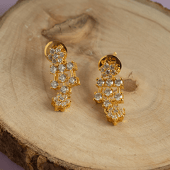 Set of gold plated unique diamond necklace and earring