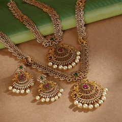 Rukhmani's Mystic Aura Temple South Indian Necklace Set - Rukhmani