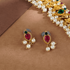 Rukhmani's Enchanted Gold Plated Pearl Kolhapuri Saaj - Rukhmani