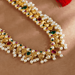 Rukhmani's Enchanted Gold Plated Pearl Kolhapuri Saaj - Rukhmani