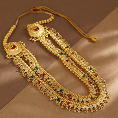 Rukhmani's Divine Grace Gold Plated Double Layer Kolhapuri Saaj - Rukhmani