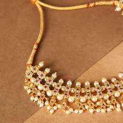 Rukhmani's Exquisite Gold Plated Pearl Chinchpeti - Rukhmani