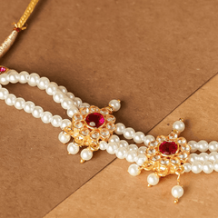 Rukhmani's Designer Gold Plated Pearl Chinchpeti - Rukhmani