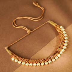 Rukhmani's Authentic Gold Plated Pearl Maharashtrian Thushi - Rukhmani