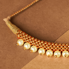 Rukhmani's Authentic Gold Plated Pearl Maharashtrian Thushi - Rukhmani