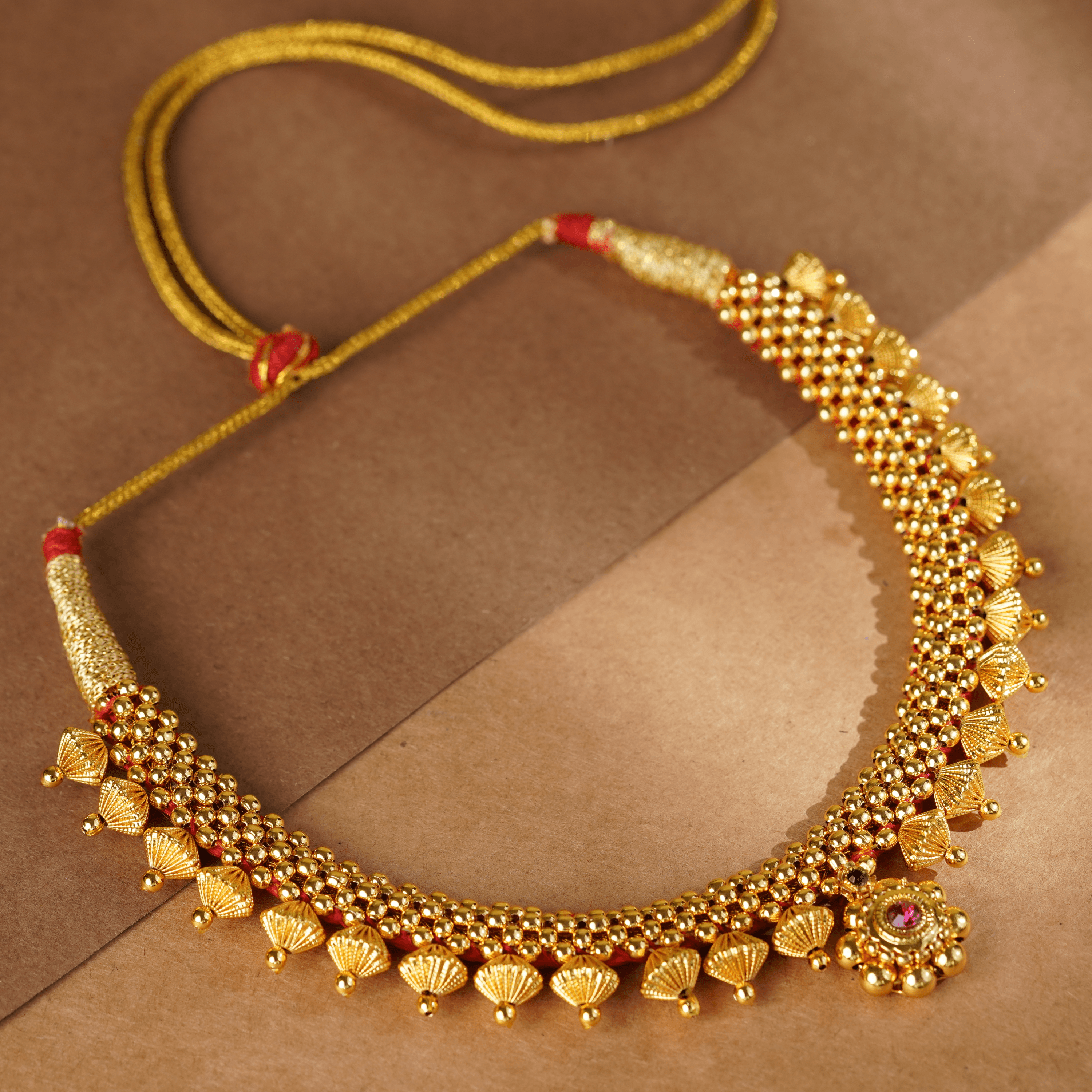 Rukhmani's Gold Plated Maharashtrian Thushi - Rukhmani