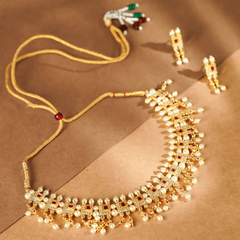 Rukhmani's Gold Plated Pearl Chinchpeti - Rukhmani