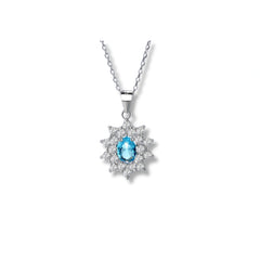 Starburst Blue Stone Pendant in 925 Sterling Silver