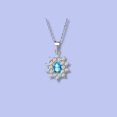 Starburst Blue Stone Pendant in 925 Sterling Silver