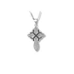 Black & White CZ Cross Pendant in 925 Sterling Silver