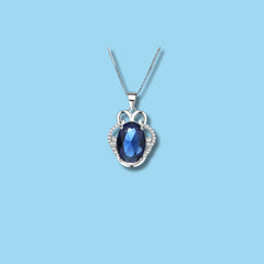 Oval Blue Stone Pendant in 925 Sterling Silver