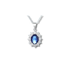 Oval Sky Blue Stone Pendant in 925 Sterling Silver