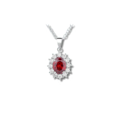 Oval Red Stone Pendant in 925 Sterling Silver