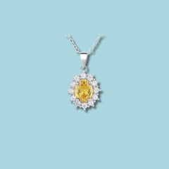 Oval Yellow Stone Pendant in 925 Sterling Silver