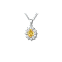 Oval Yellow Stone Pendant in 925 Sterling Silver