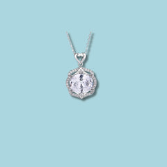 Heart Accent Pendant with White Stone in 925 Sterling Silver